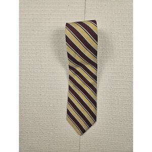 Lands‎ End Classic Repp Silk Necktie Mens Red Gold Blue White Handsewn in USA